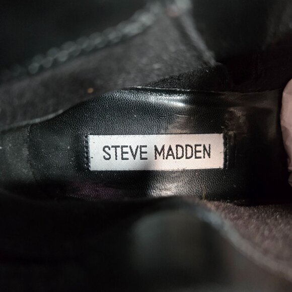 Steve Madden Ankle Boots Size 8 Black Leather Grunge Goth Edgy Chain Booties - Picture 13 of 14